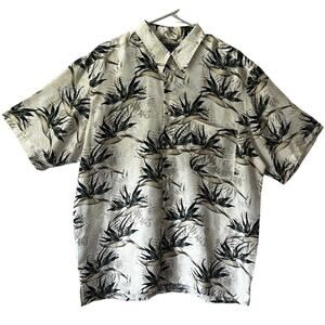 Andrew Fezza Men's L Silk Hawaiian Shirt Bird of Paradise Button Up Short Sleeve